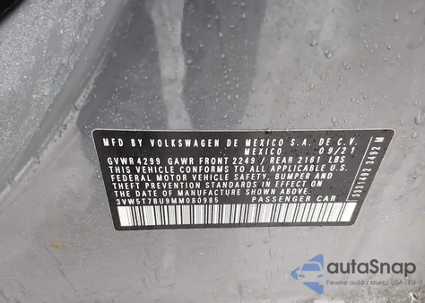 2021 Volkswagen Jetta Gli 2.0T Autobahn/2.0T S из США, поврежденный, VIN 3VW5T7BU9MM080985